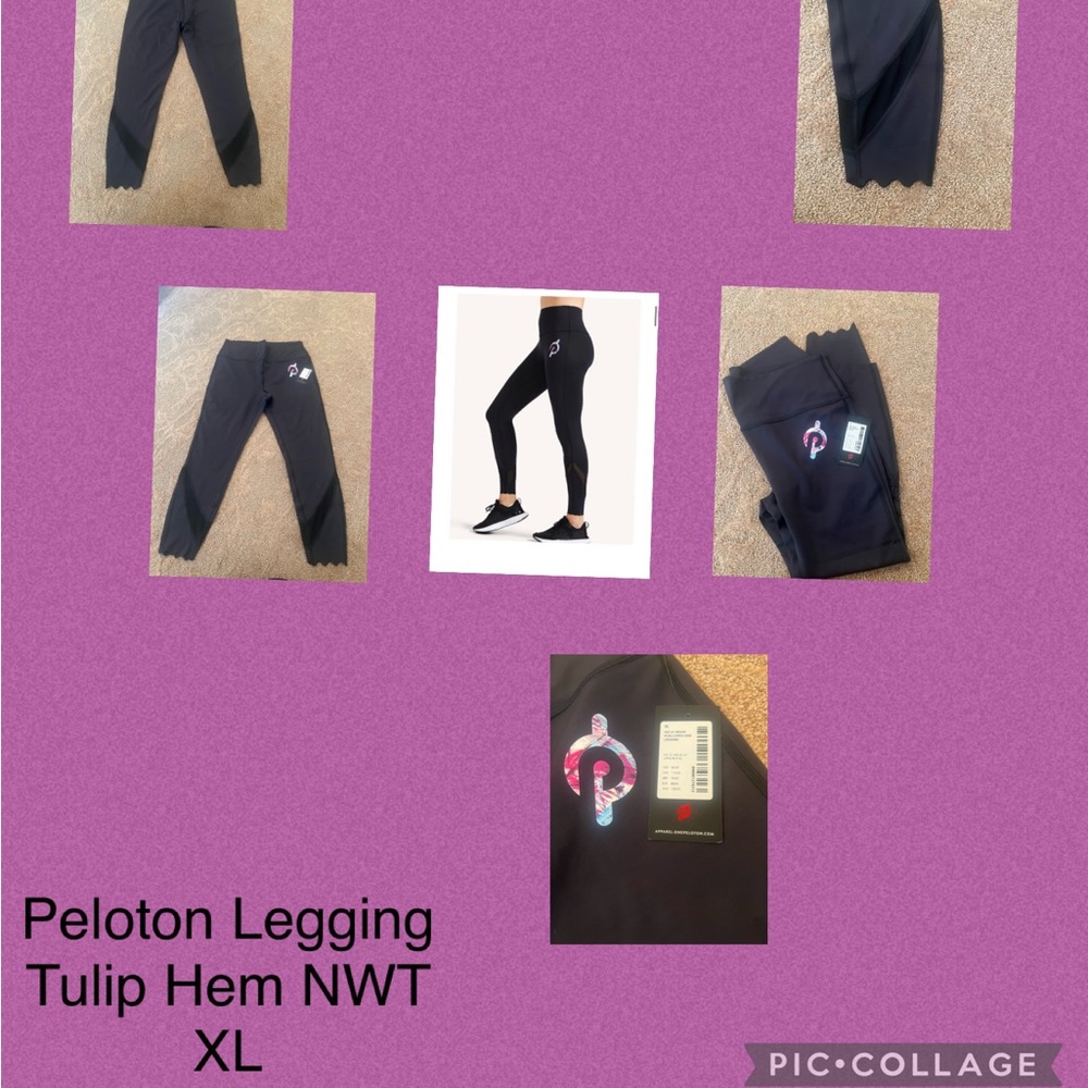 Peloton XL NWT Black leggings floral cut hem NWT Retail 90 host pick - Picture 5 of 17